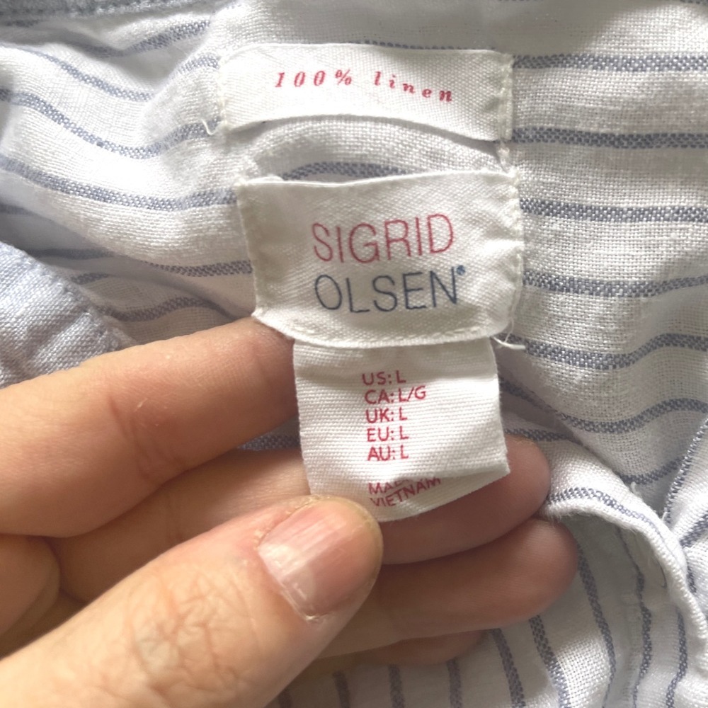 Sigrid Olsen Pure Linen White Button Down Shirt W… - image 3